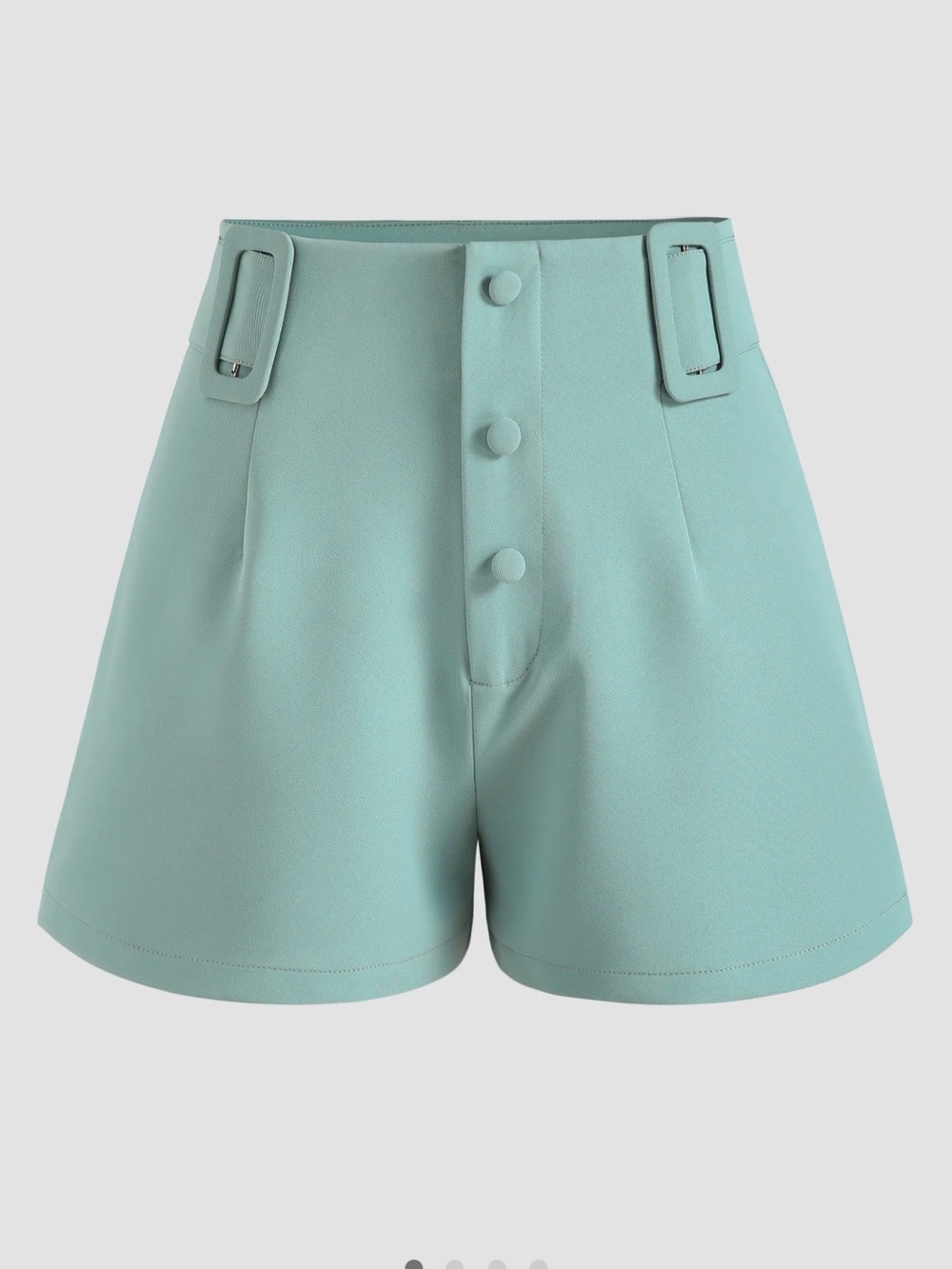 Cider Mint High-Waist Button Shorts with Belted Loops